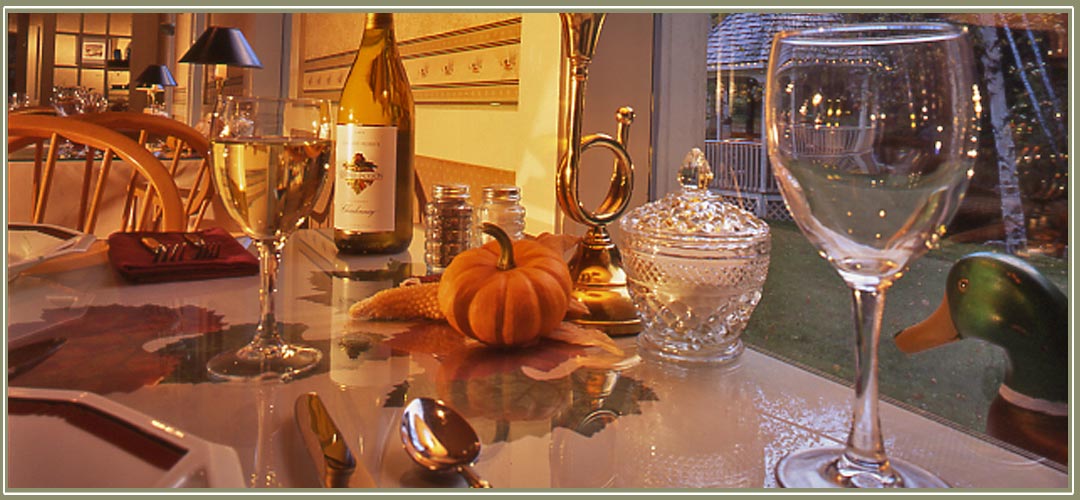 Dining room at Notchland Inn with fall centerpiece