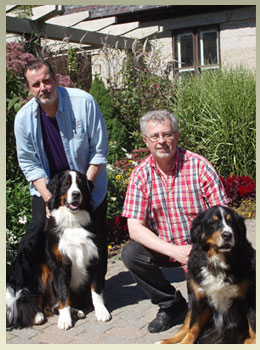 Meet the innkeepers and their two Bernese Mountain Dogs